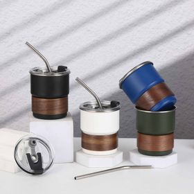 round wooden steel smoothie