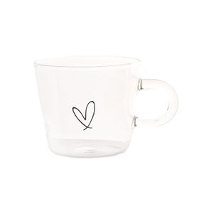 pyrex glass with heart handle